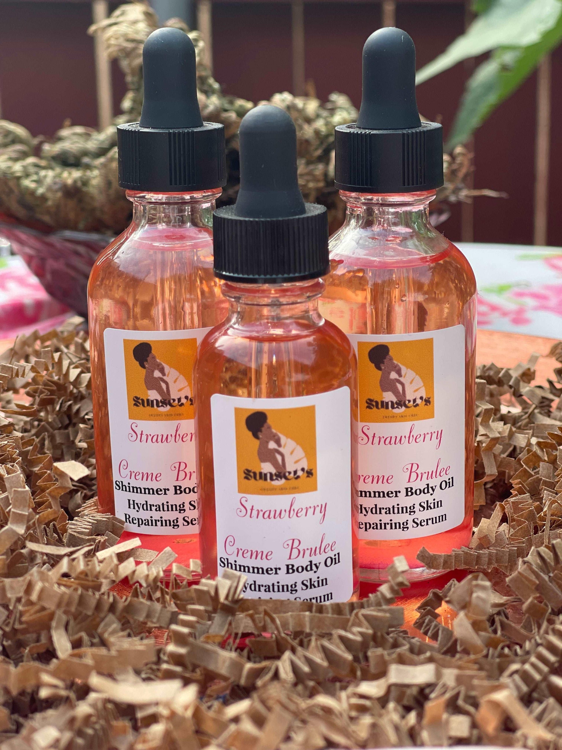 Strawberry Creme Brulee Shimmer Body Oil by Sage N Thangs